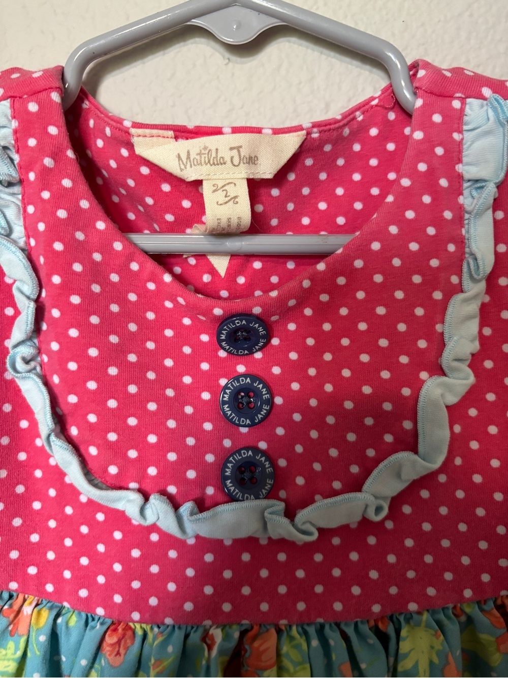 Matilda Jane Girls' Pink & Aqua Floral Sleeveless Dress 2T - Picture 2 of 4